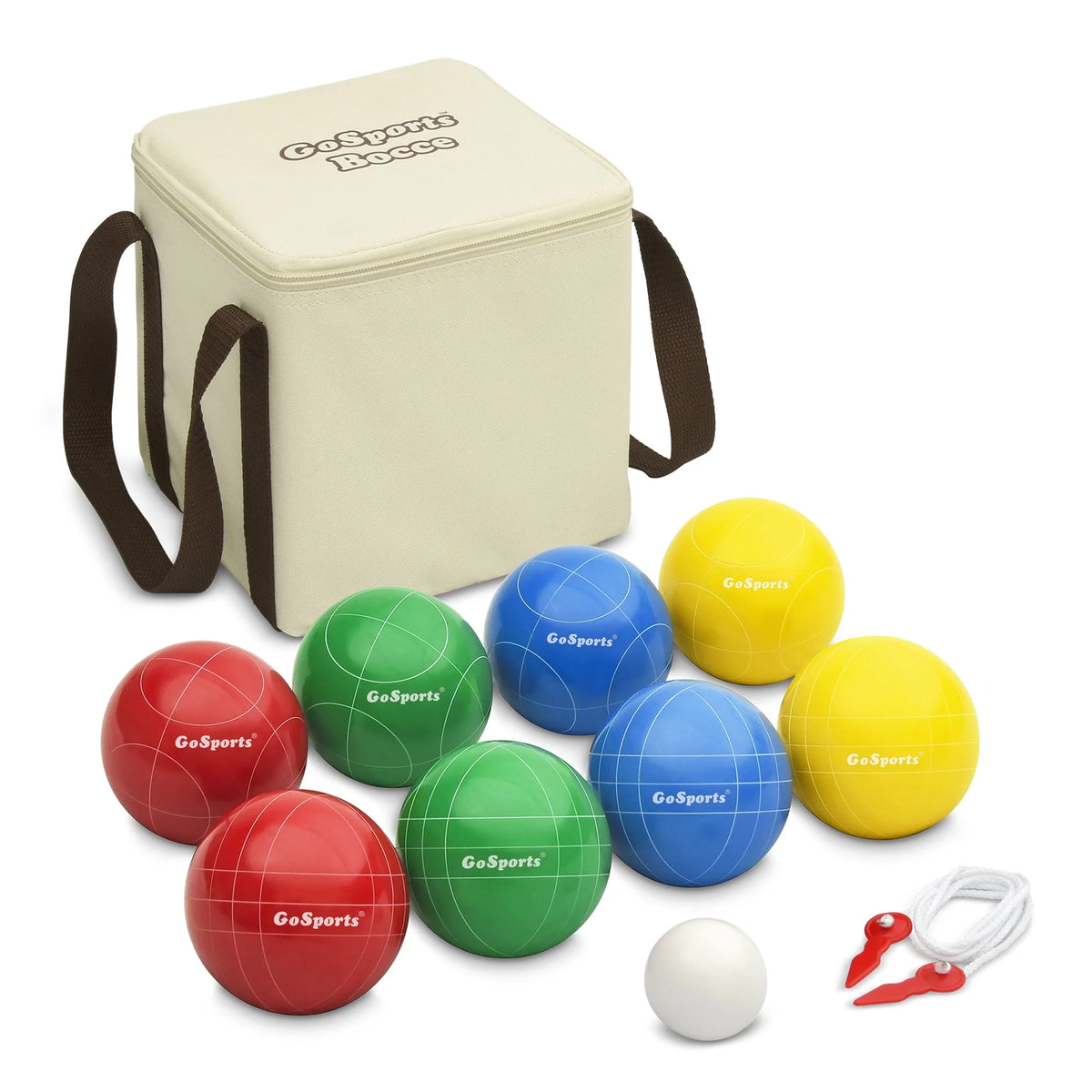 90mm Bocce Set with 8 Balls, Pallino, Case and Measuring Rope F382