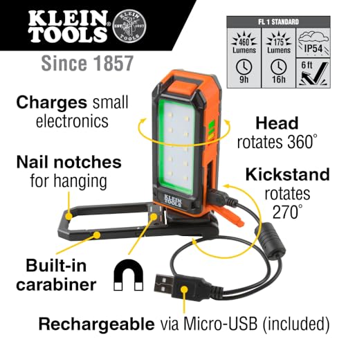 Rechargeable LED Flashlight Worklight with Kickstand and Carabiner K16748