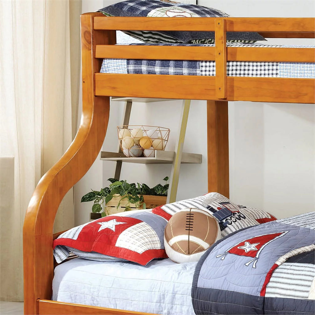Oak Wood Twin over Full Bunk Bed D224