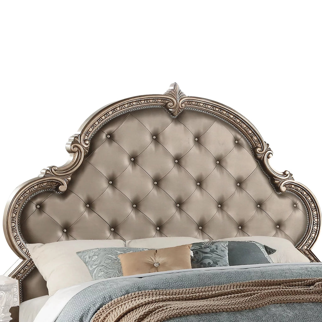 Queen Size Wooden Bed with Button Tufting E27158