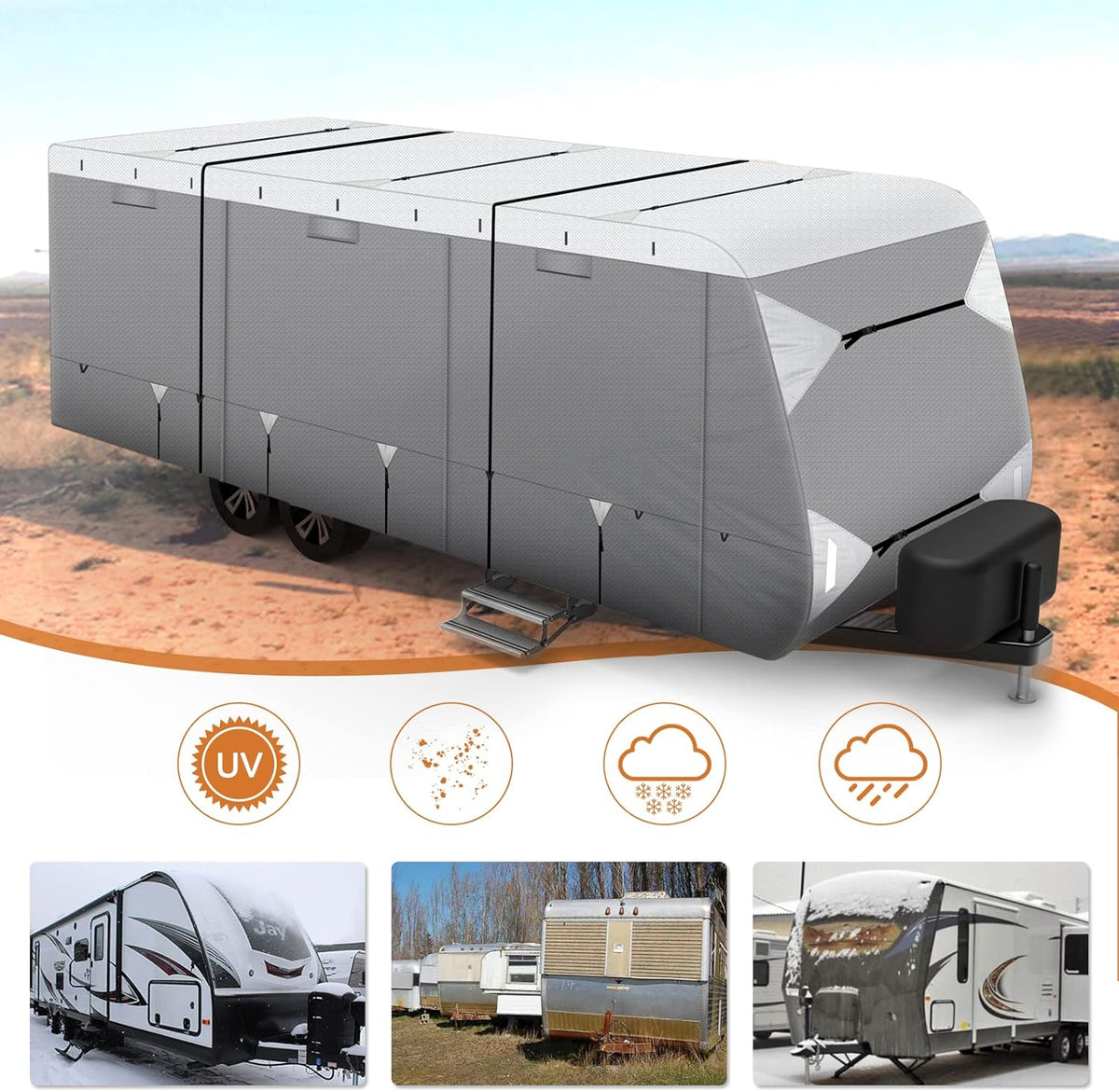 Waterproof Travel Trailer RV Cover with Cotton Lining P79738
