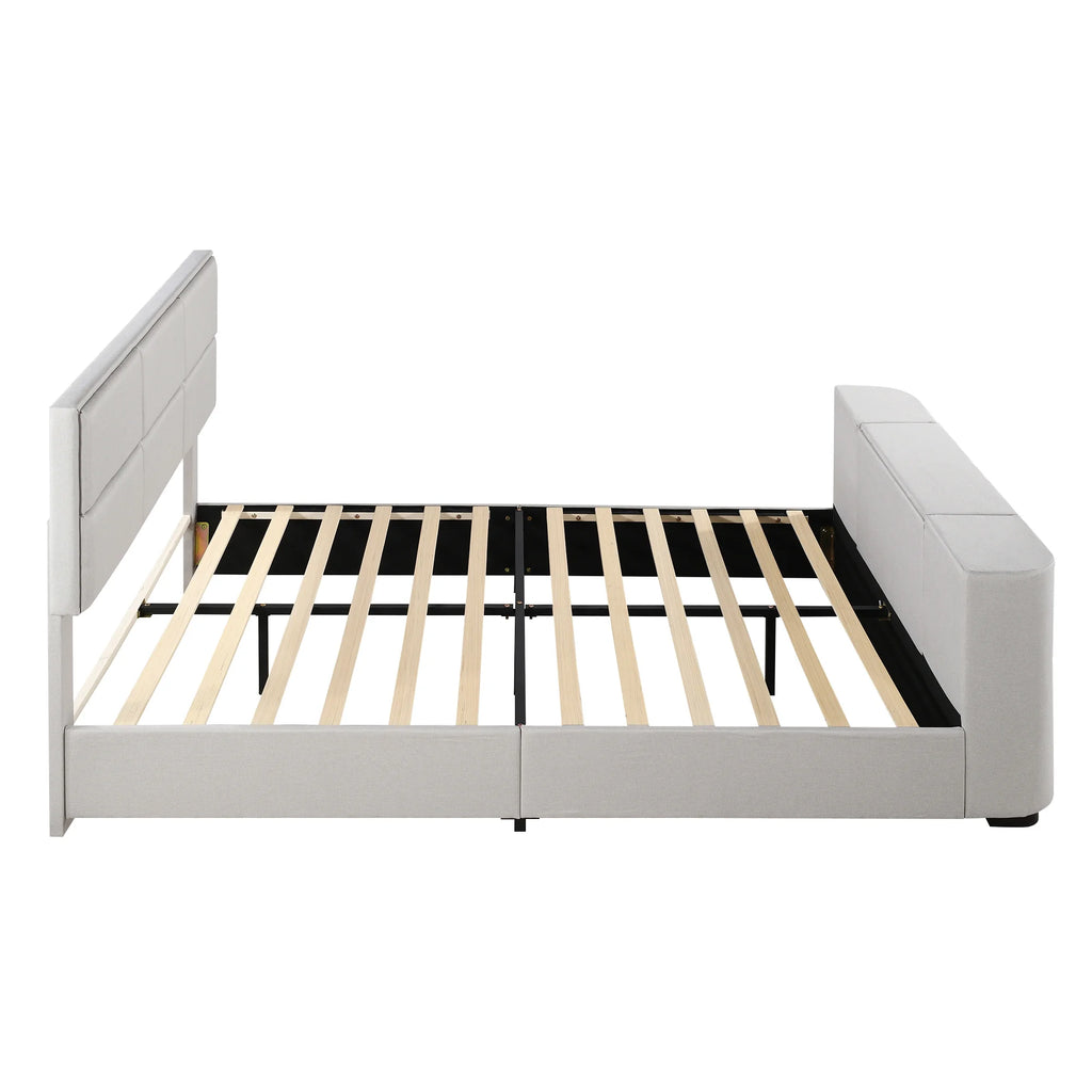 Queen Size Upholstery Platform Bed with Adjustable Headboard A29382