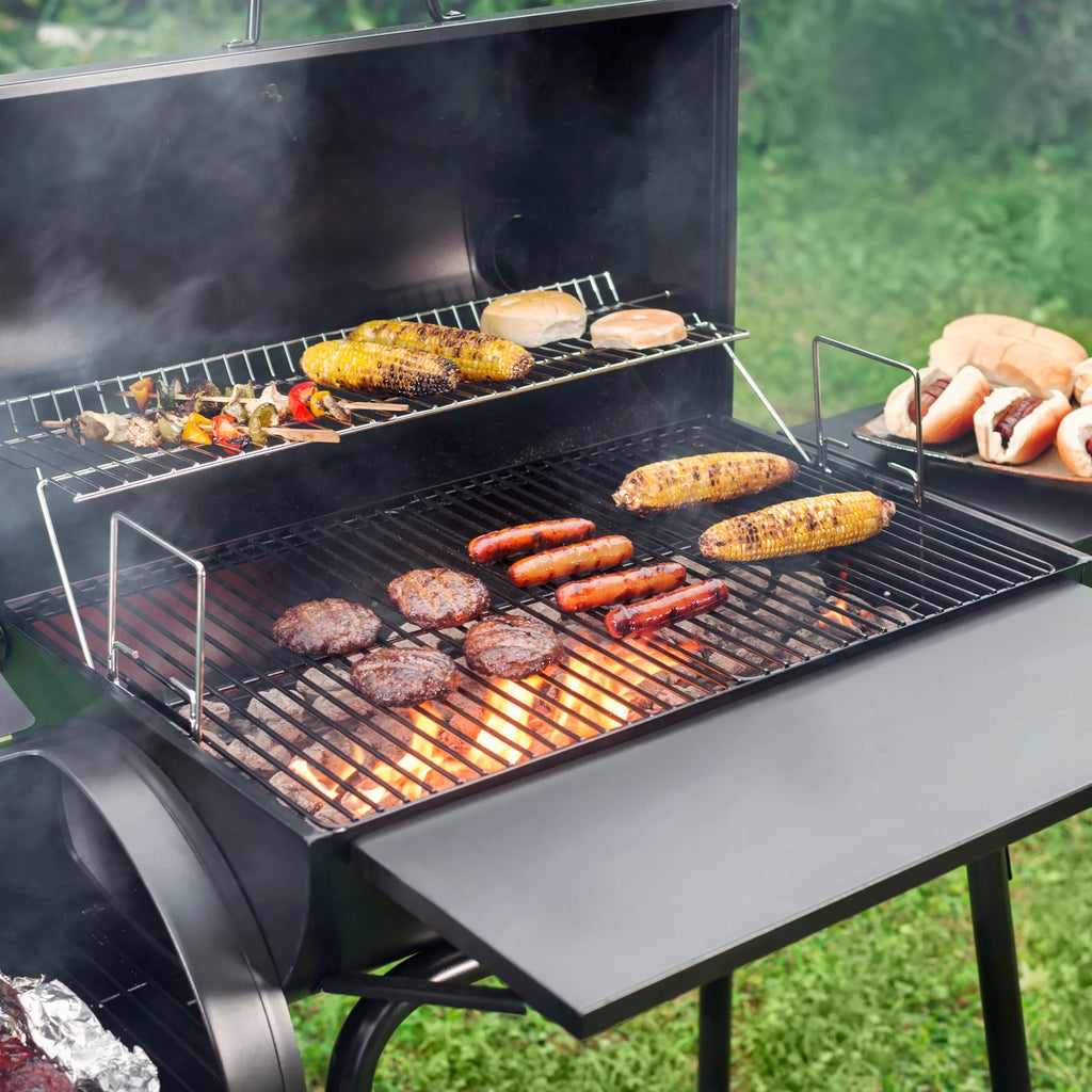 Steel Charcoal Grill with Offset Smoker O9911
