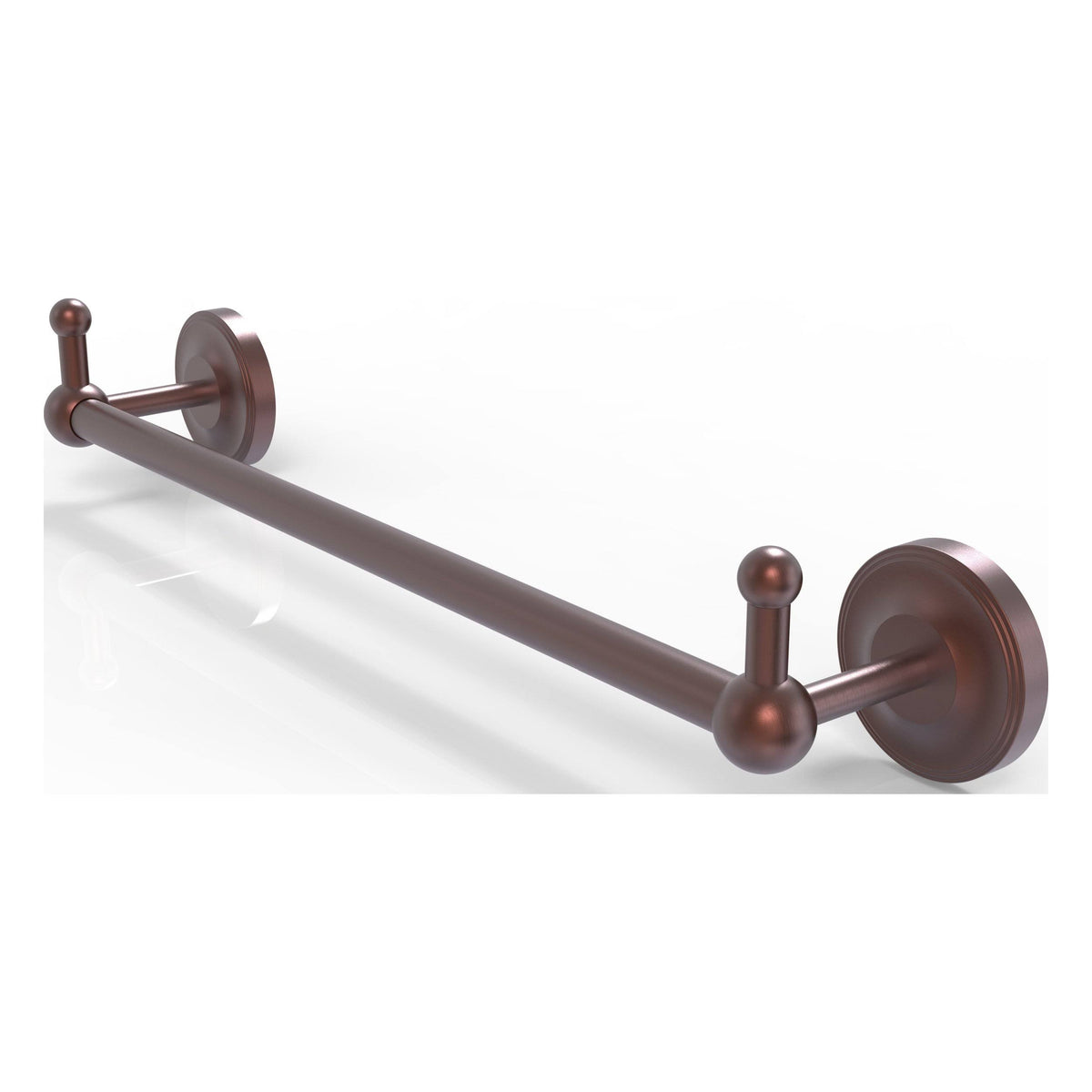 Antique Copper 24 inch Towel Bar with Integrated Hooks Y6960