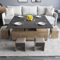 Grey Lift-Top Coffee Table with 4 Stools D97462