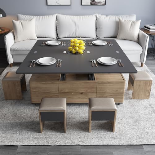 Grey Lift-Top Coffee Table with 4 Stools D97462
