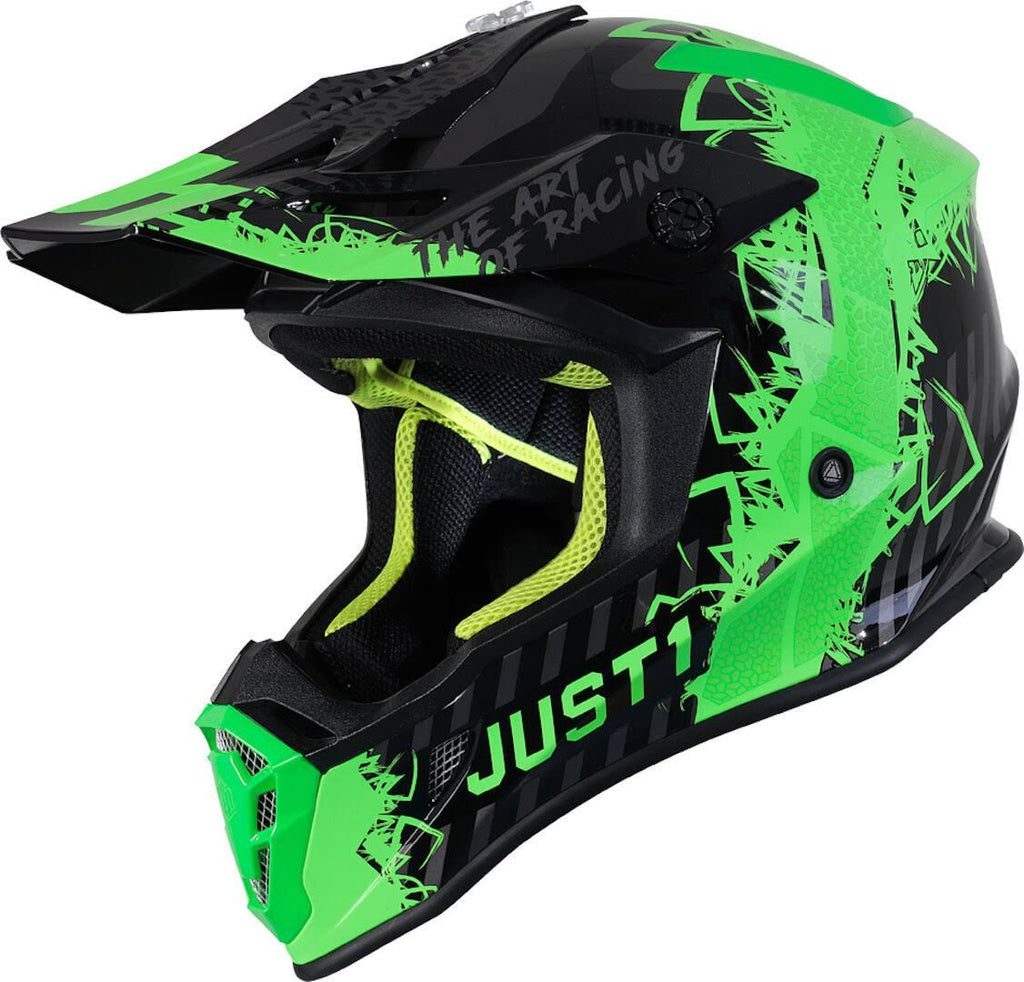 Black-Green Motocross Helmet F24408