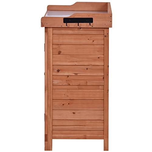 39" Grey Outdoor Wooden Storage Cabinet with Metal Tabletop O9953