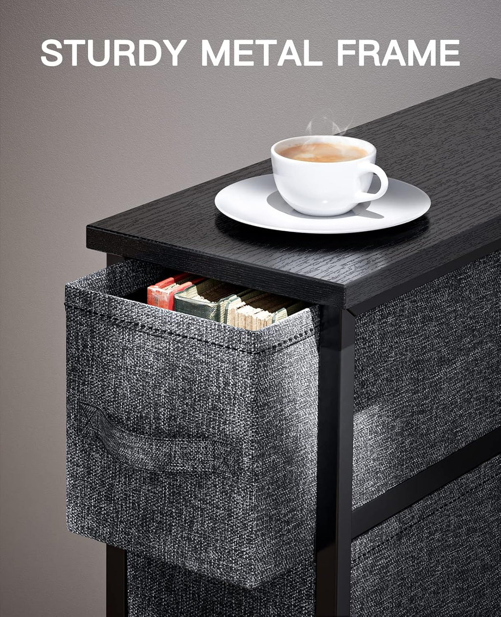 Black Fabric Dresser with 4 Drawer Q986