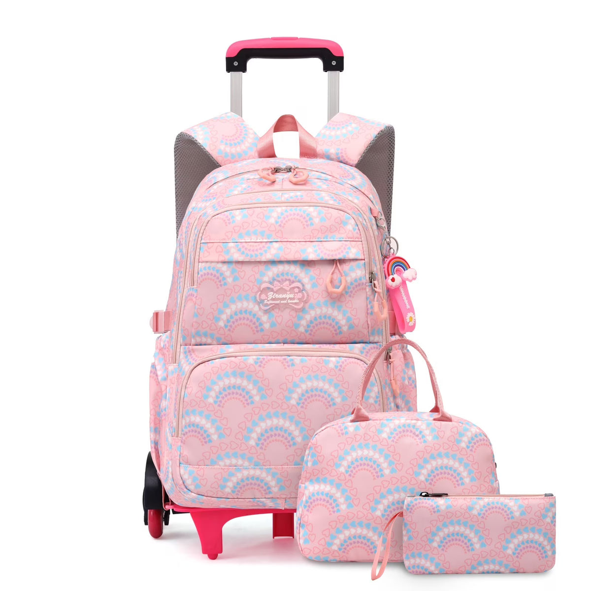 Kids Rolling Backpack 3PCS Schoolbag Set with Lunch Bag Pen Case K187