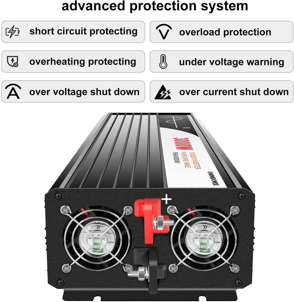 3000W Pure Sine Wave Power Inverter DC24V to 110V 120V AC Converter C5497