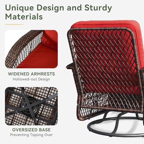 3 Pieces Wicker Patio Furniture Set with Swivel Rocker Chairs and Table F204164