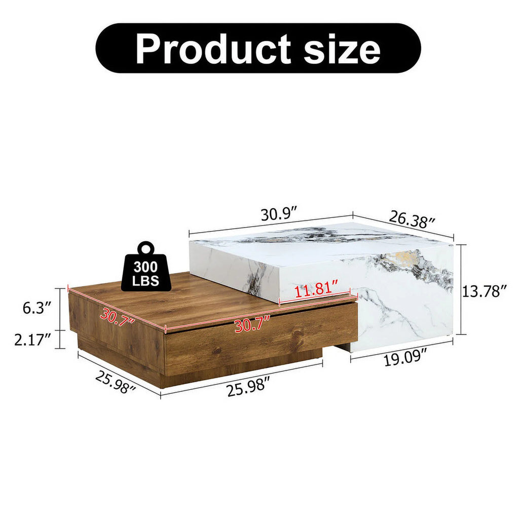 Modern Coffee Table with 2 Drawers White Finish M9232