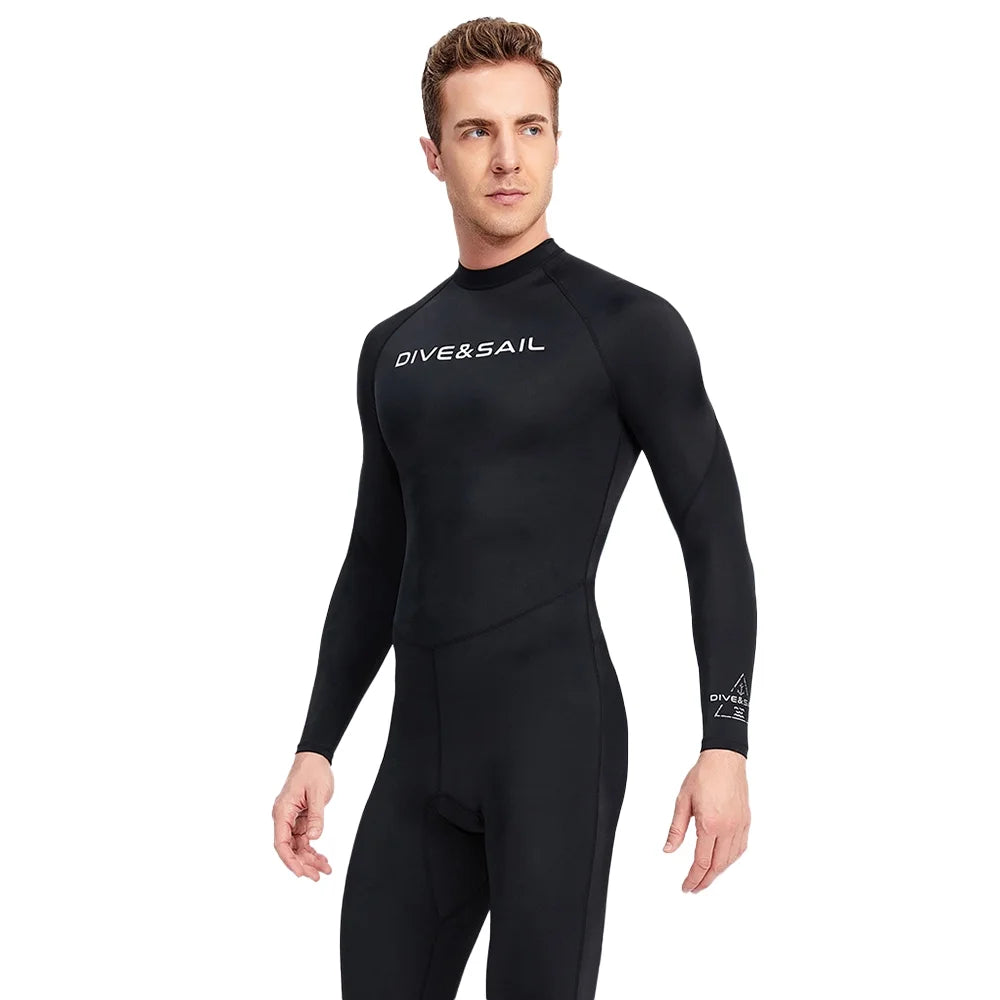 Men's Long Sleeve Quick Dry One Piece Swimsuit with Back Zipper Y160390