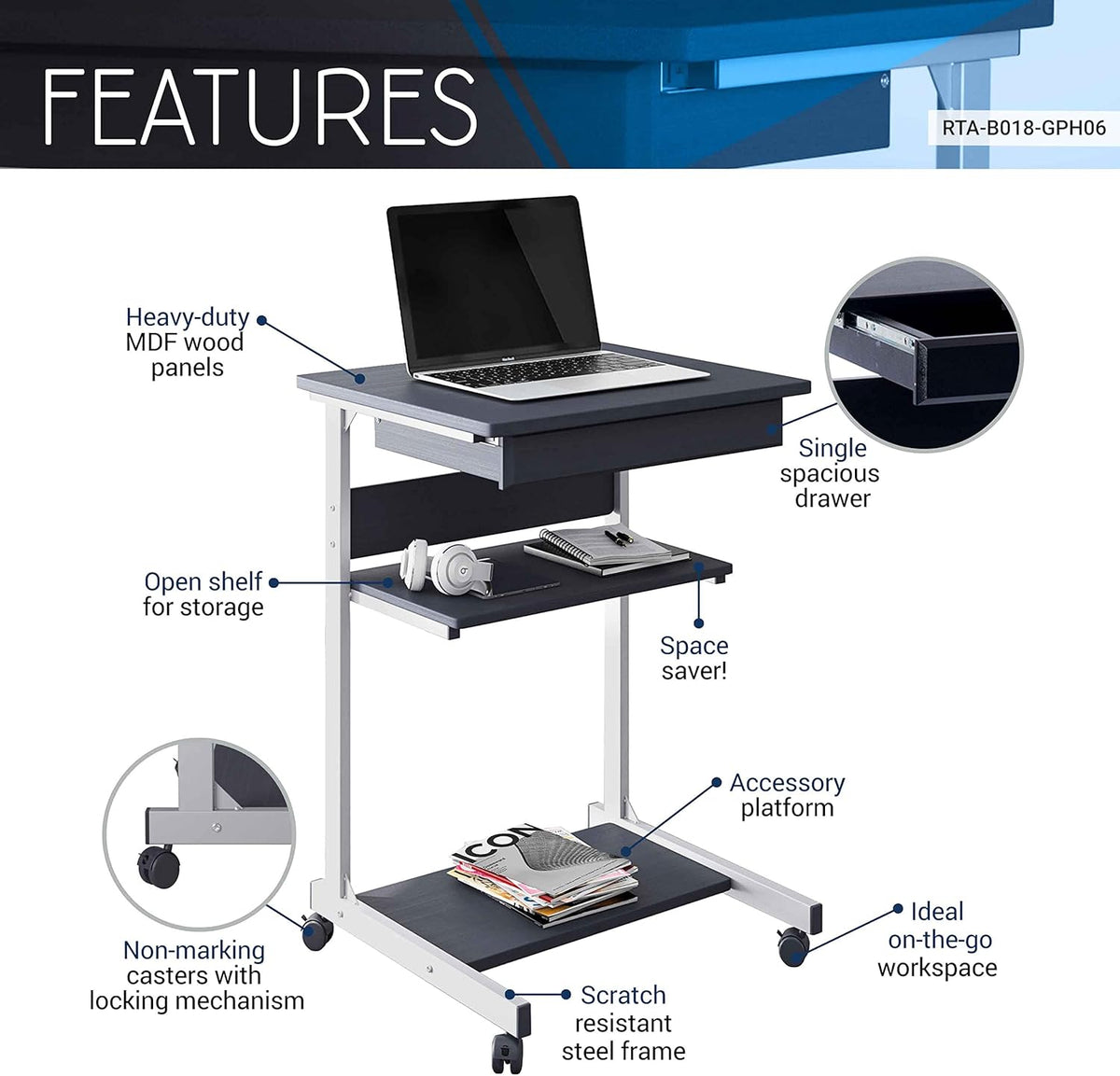 Metal Computer Laptop Desk Pack of 2 V34777