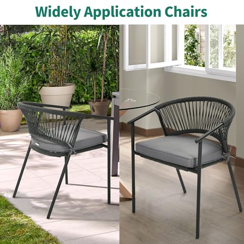 Stackable Rattan Wicker Patio Chairs Set of 6 with Cushion K6600