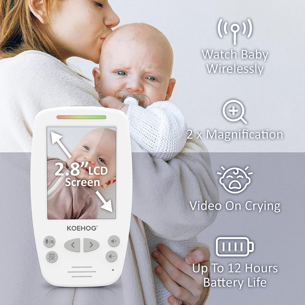 Baby Monitor w/ 2 Cam, 1000ft Range, Auto Night Vision Cam Q332156
