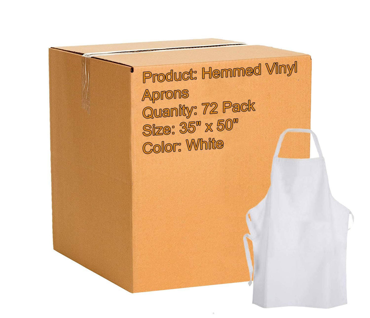 White Hemmed Vinyl Aprons 72 Pack W29391