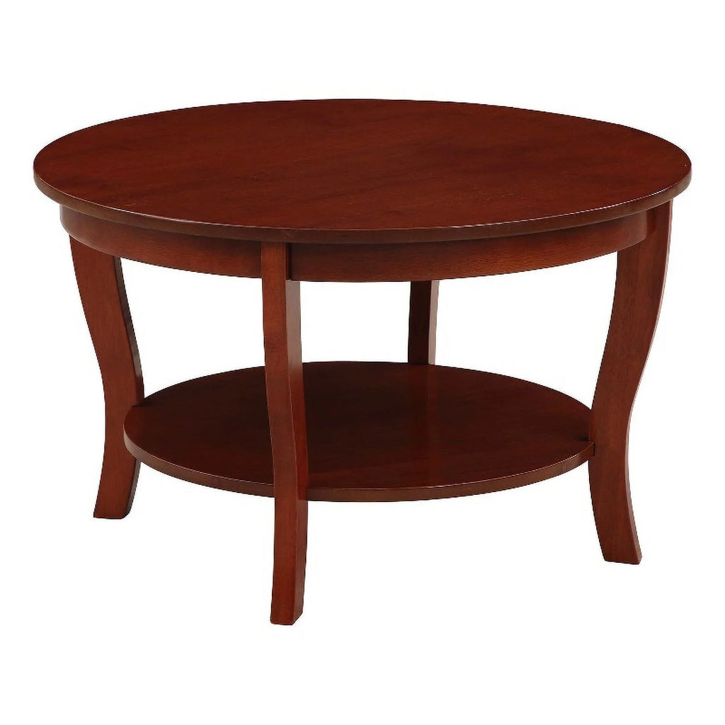 Round Coffee Table with Shelf Mahogany Wood Finish J621346