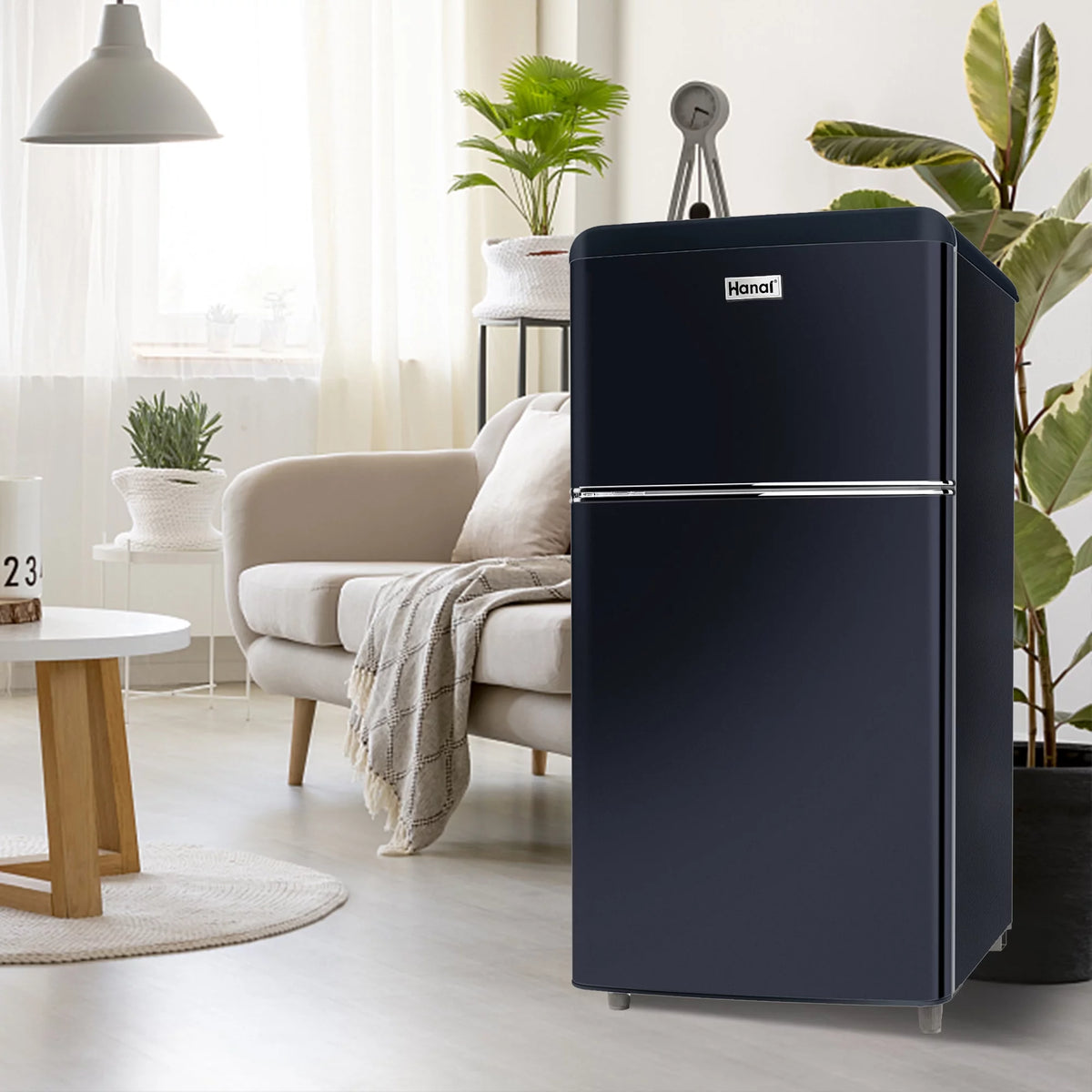 3.5 Cu Feet Two Door Mini Fridge with Freezer, Black O9300