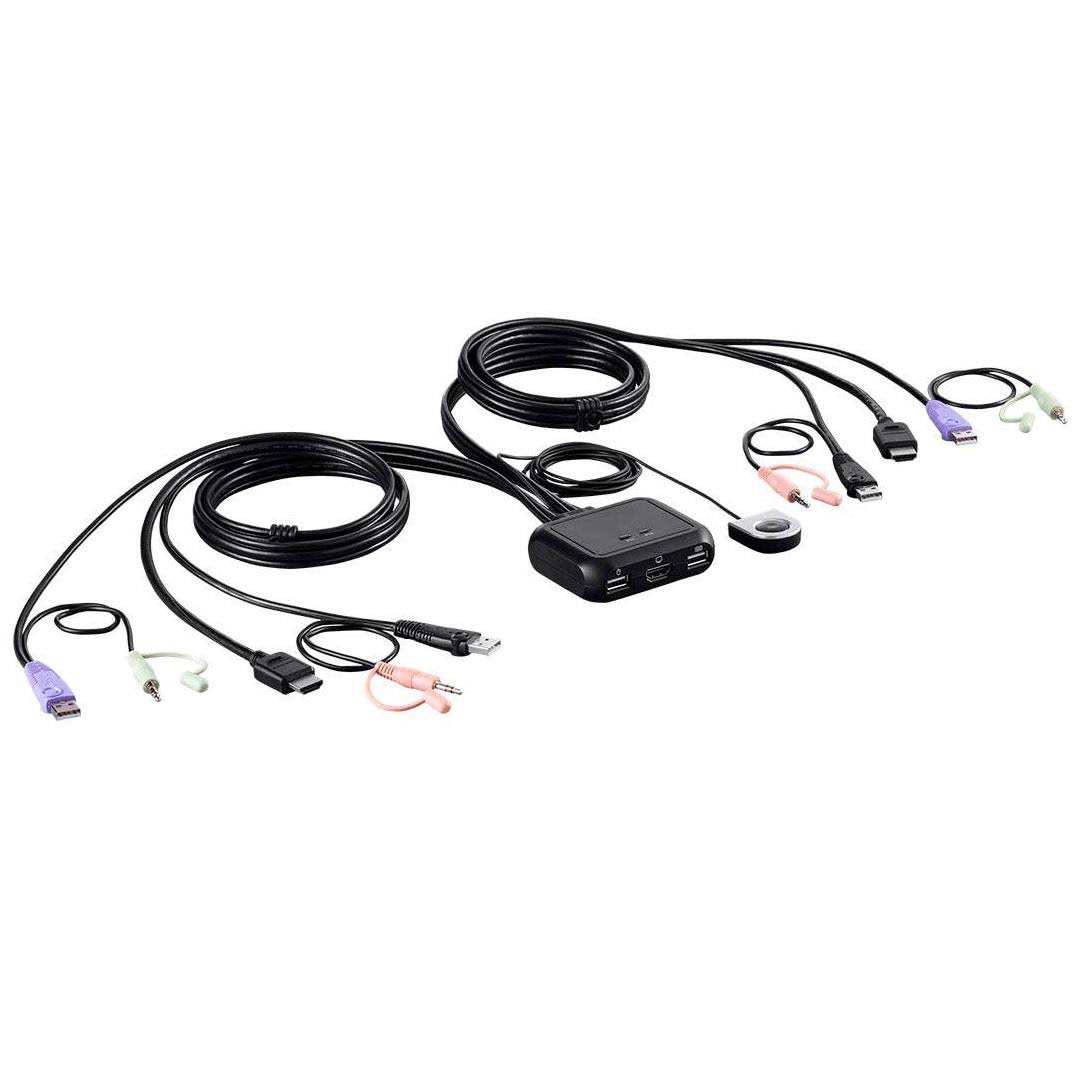 2-Port USB HDMI/Audio Cable KVM Switch with Remote Port Selector A4631