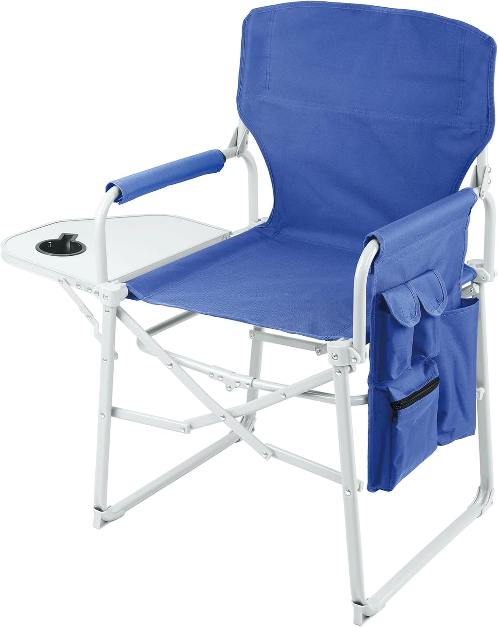 Steel Frame Director’s Chair with Attached Table Lightweight Folding Outdoor Chair W210819