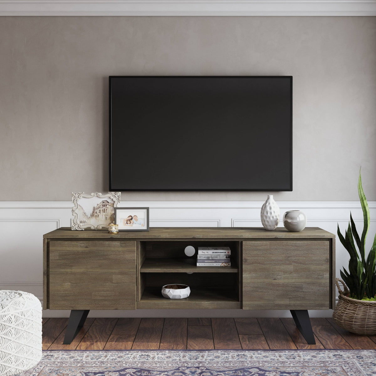 Solid Acacia Wood TV Media Stand B5599
