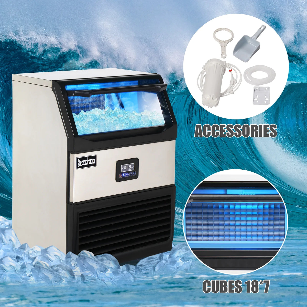 Commercial Stainless Steel Freestanding Ice Maker Cube Machine J4731