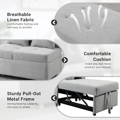 3 in 1 Convertible Velvet Sofa Bed with 2 Pillows U2023