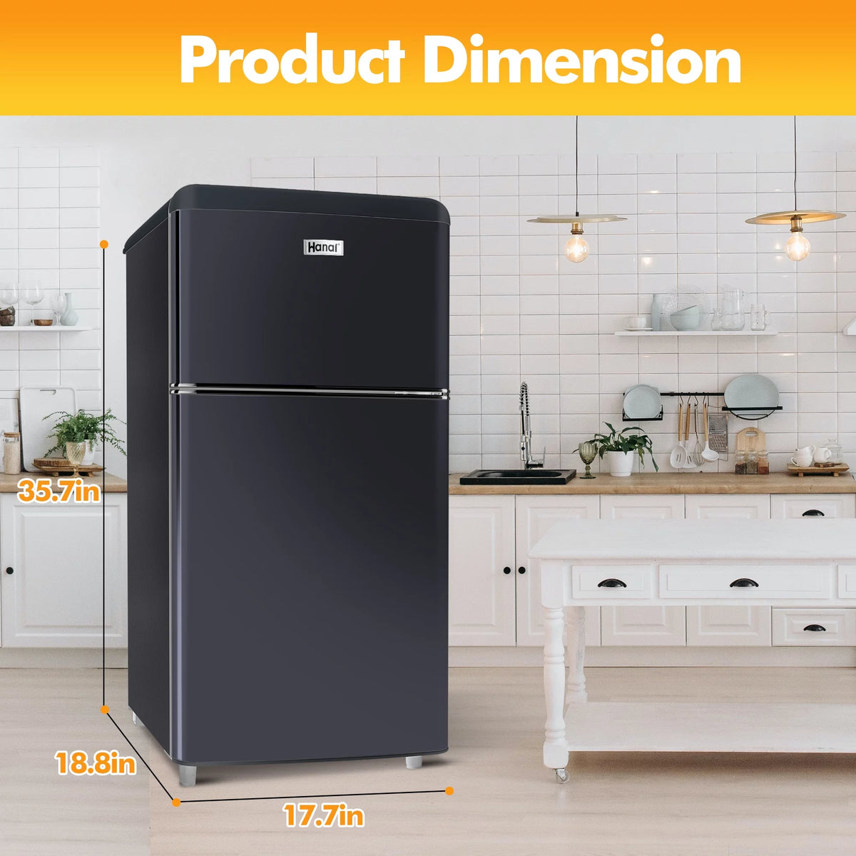 3.5 Cu Feet Two Door Mini Fridge with Freezer, Black O9300