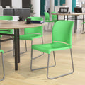 Green Full Back Contoured Stack Chair with Gray Sled Base L844368