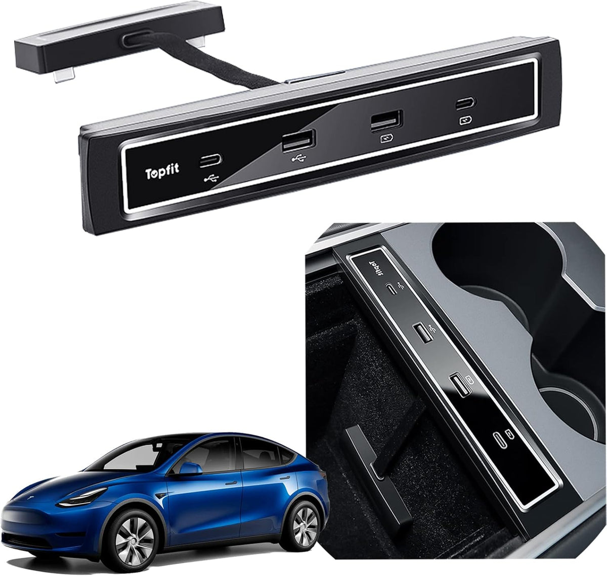 USB Hub 4-in-1 Center Console Adapter, Black, Pack of 2 H7734