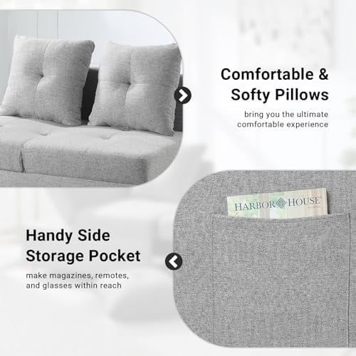 3 in 1 Convertible Velvet Sofa Bed with 2 Pillows U2023