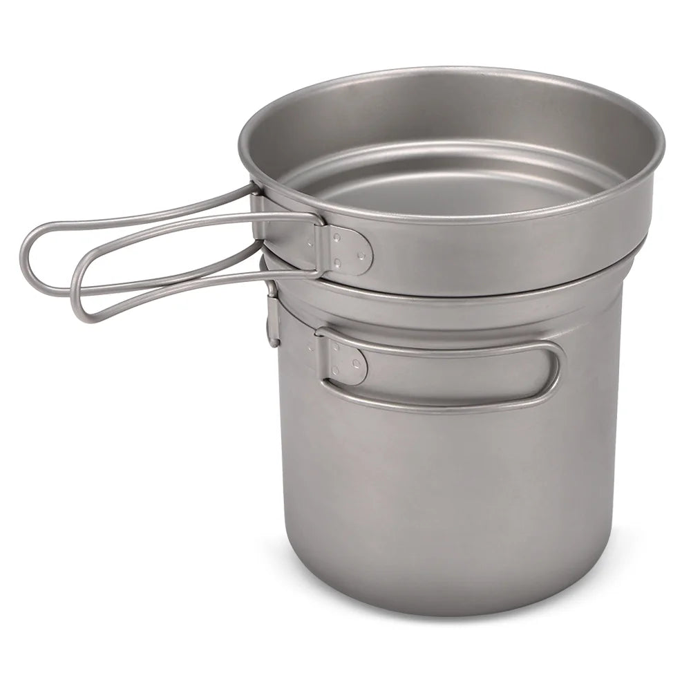 Titanium Cookware Set 1000ml 750ml Pot Pan Spoon M665